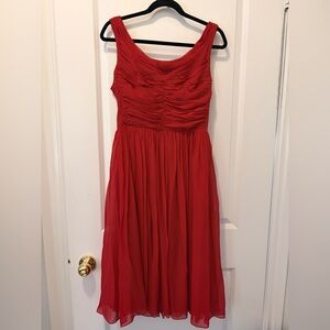 Moulinette Soeurs Gracia Dress Size 8 Red Silk Chiffon Anthropologie